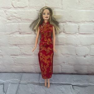 90’s Barbie doll with Asian outfit 11.75” Tall